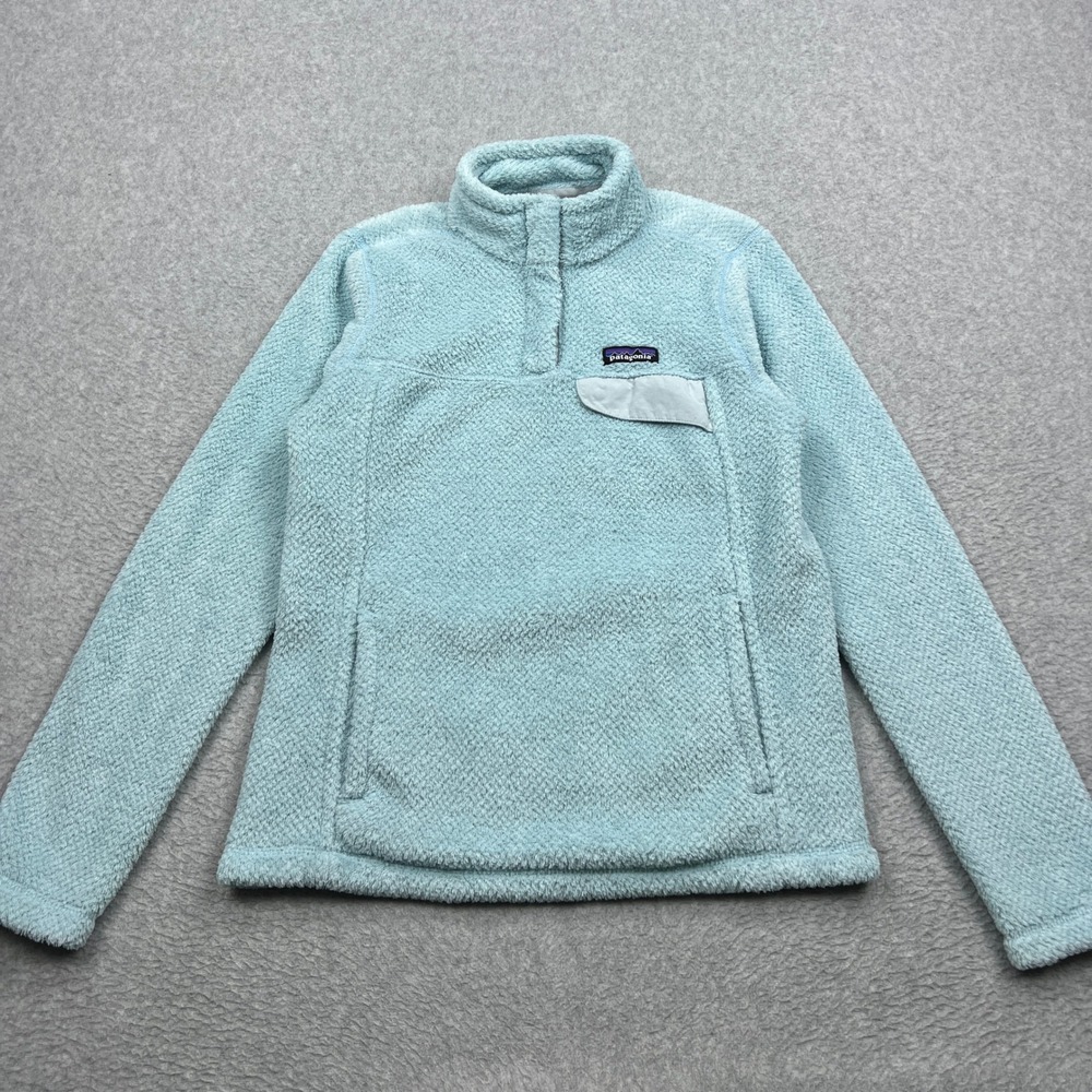 Patagonia Re-Tool Snap-T Pullover Womens Small Atoll Blue Polartec Fleece Button
